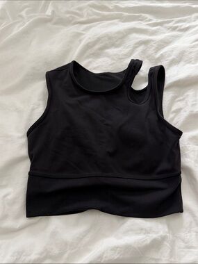 Lululemon Black Asymmetric Strap Crop Tank Top - Women Intimates & Sleepwear